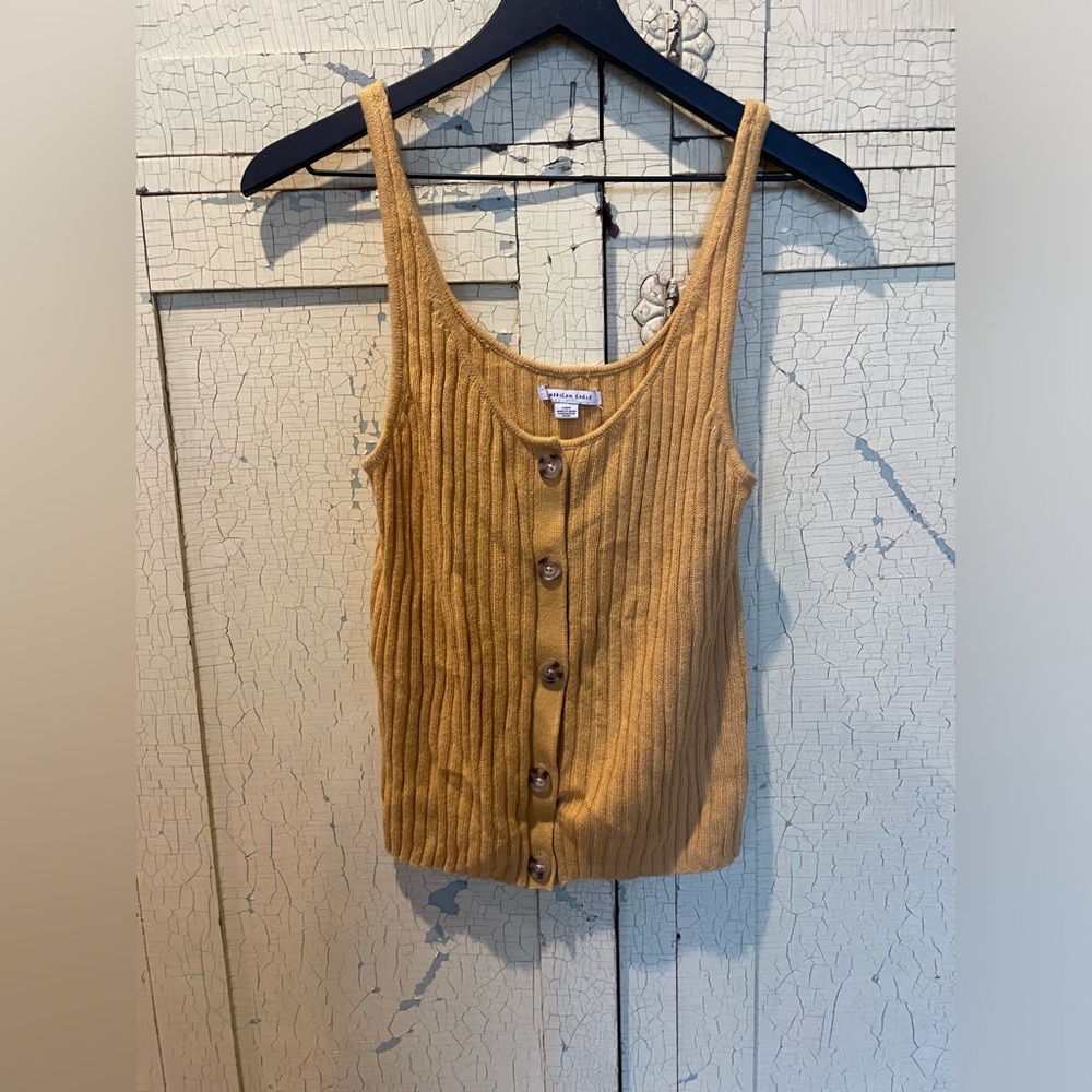 American Eagle ribbed sweater tank yellow size large